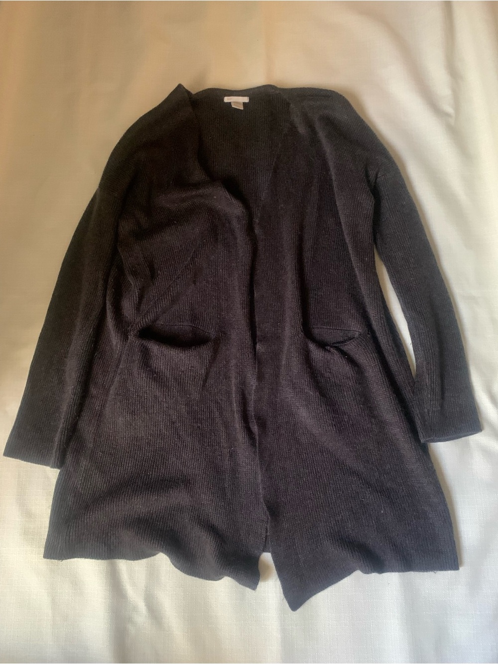 H&M Black Long Open-Front Women's Cardigan